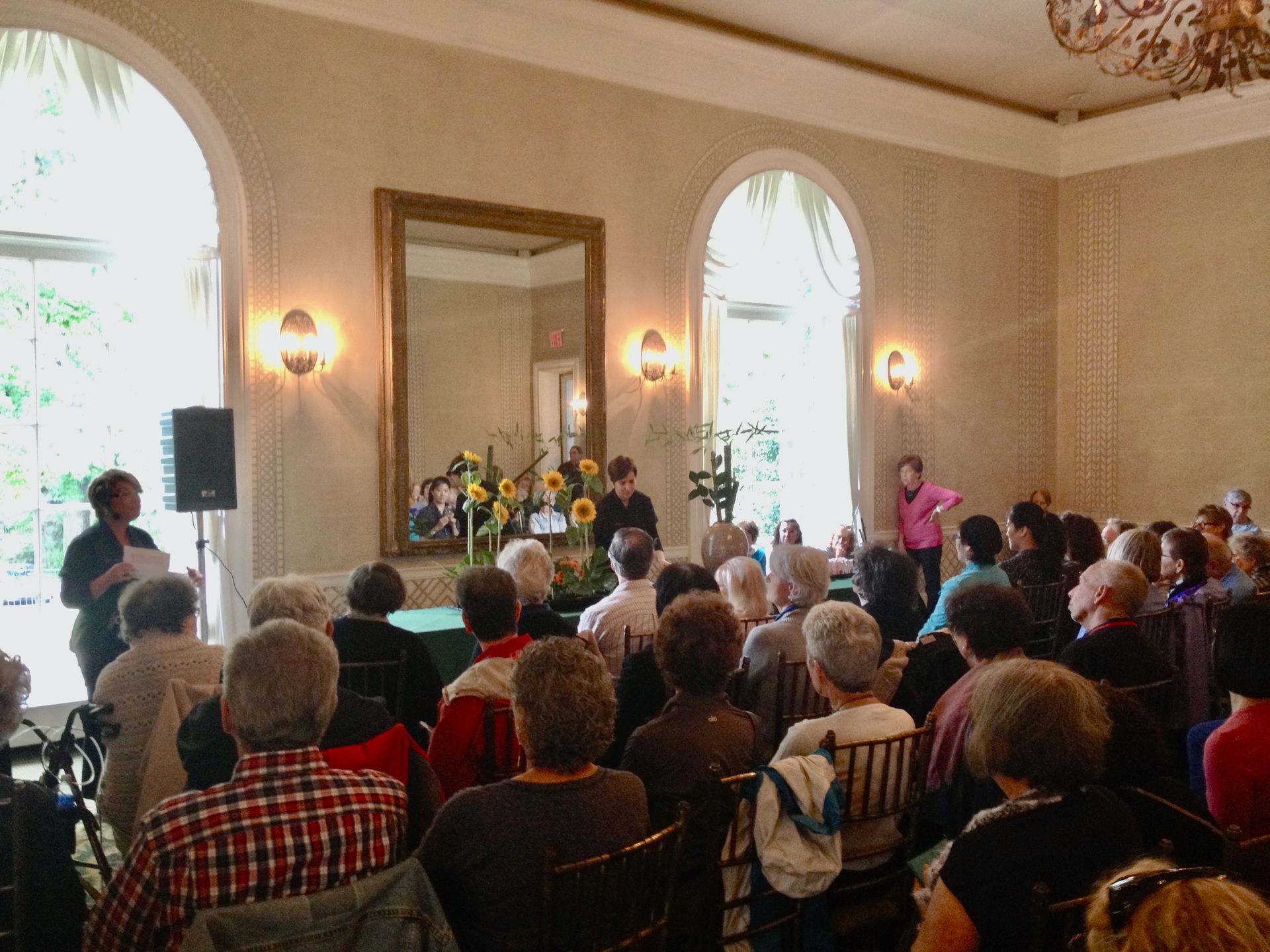 Ikebana demonstration arrangement in progress